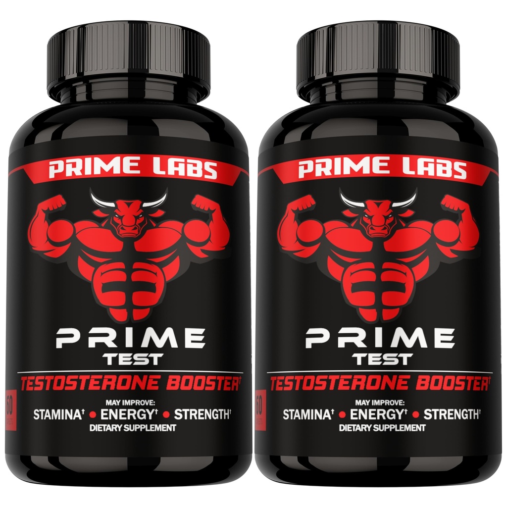 Prime Labs Testosteron Supliment pentru bărbaţi (2-Pack) - Rezistenţă, Endurance, Energie, & Putere - Men's Testosteron Booster & Workout Supliment - 120 Caplets
