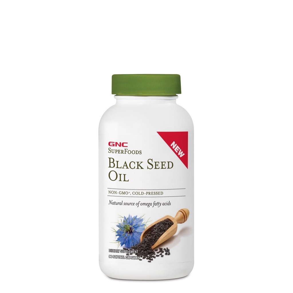 GNC Superfoods Black Seed Oil, Natural Source of Omega Fatty Acids, 90 Softgel Capsule