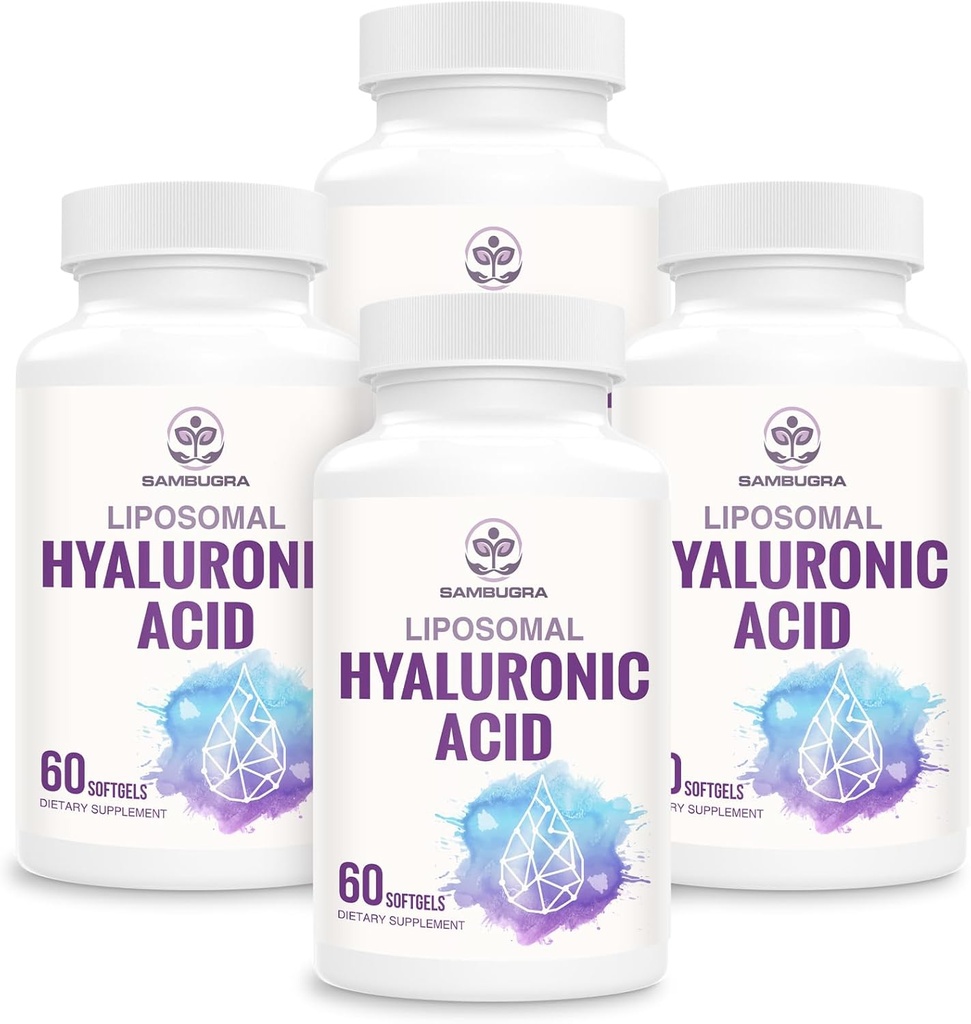 Acid hialuronic lipozomal 1000mg, Biodisponibilitate mare Capsule cu acid hialuronic, Supliment alimentar Skin and Bones, 240 Capsule (Pachet de 4)