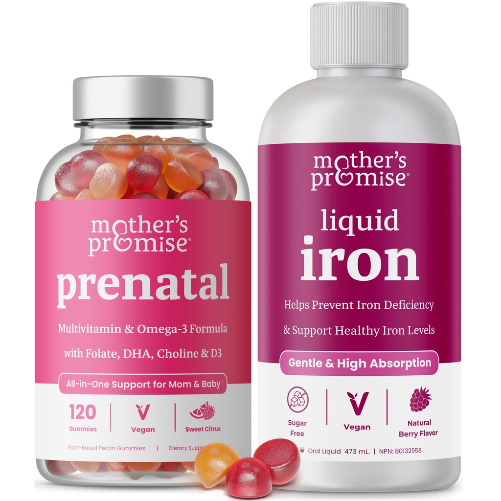 Gummii prenatale promise de mama si Bundle de fier lichid