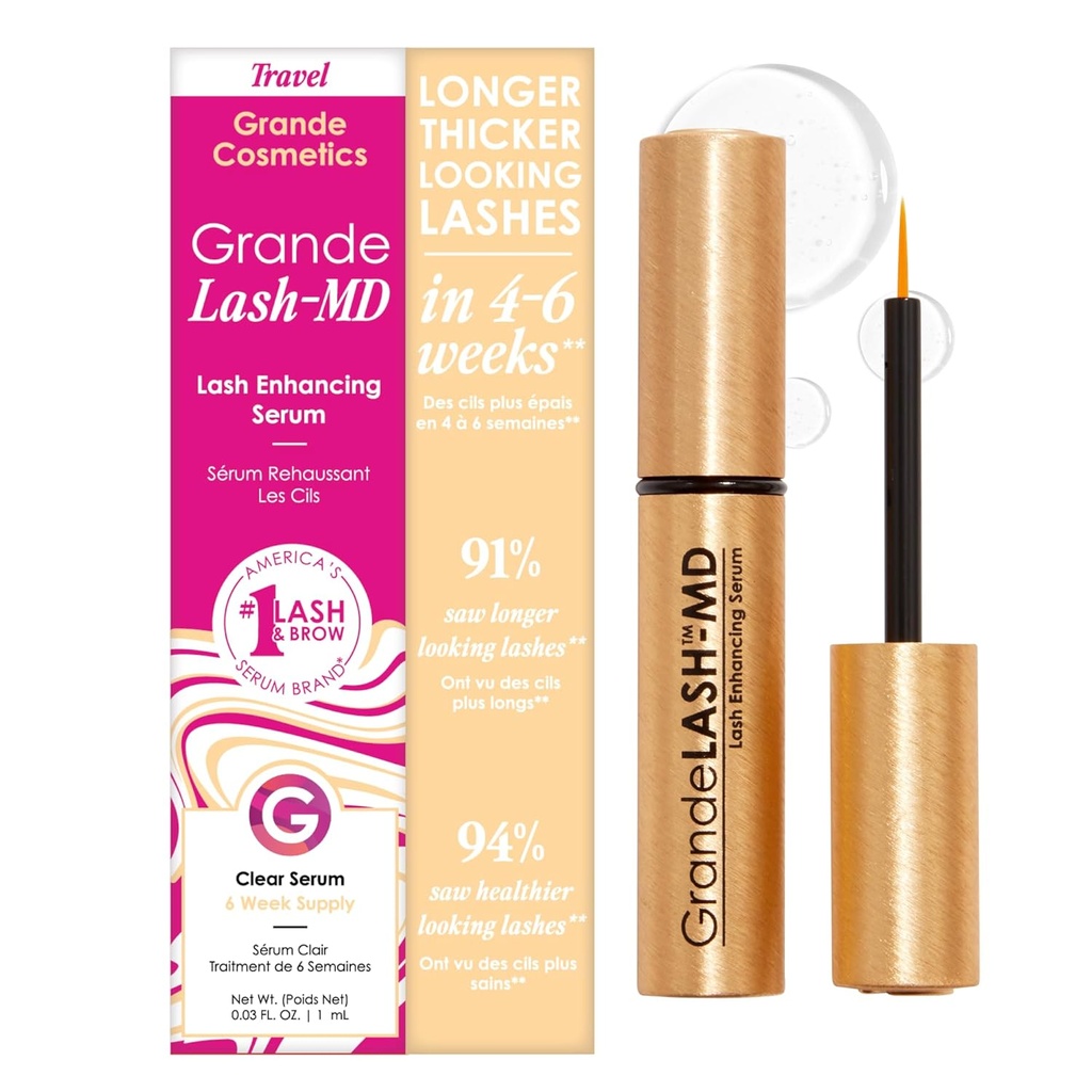 Grande Cosmetics GrandeLASH-MD Lash Sporirea Serului - Peptide & Vitamina Infuzat Formula pentru mai mult timp, mai gros, Fuller Looking Lashes - Oftalmolog testat, Cruzime-Free