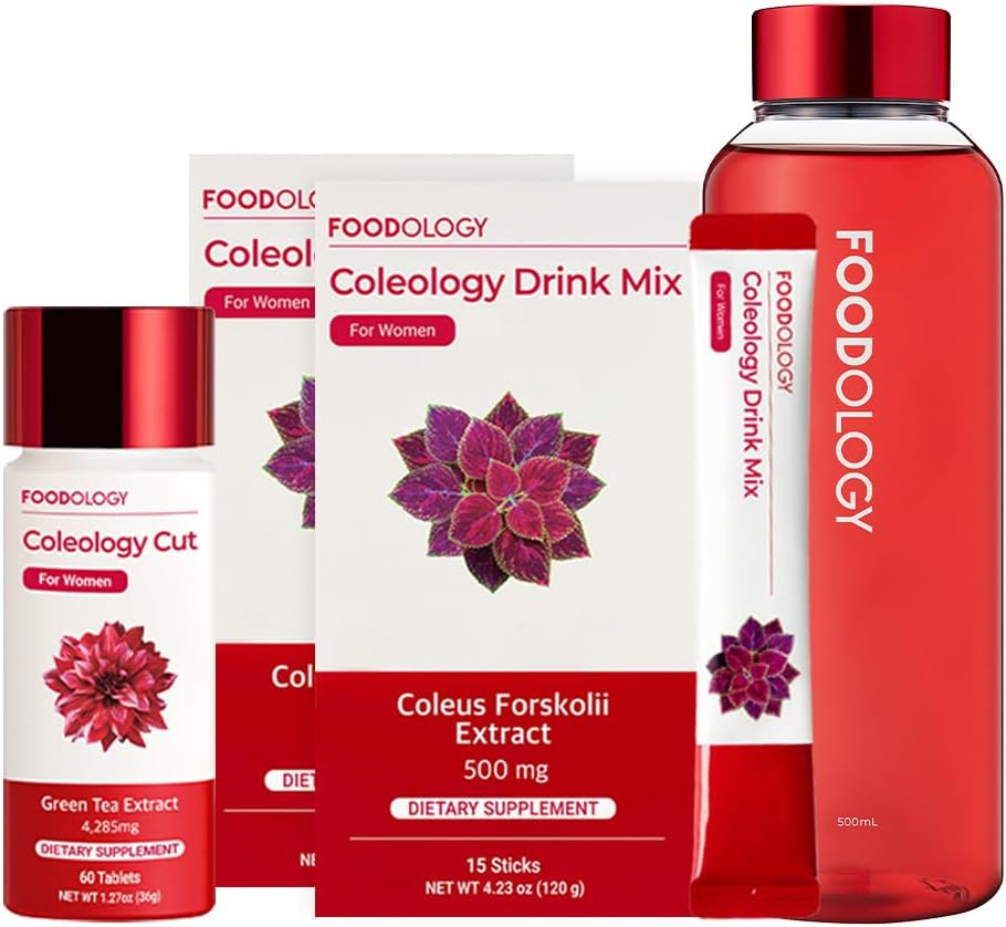 ALIMENTOLOGIE Redbottle 1-Month Burning Set/Coleologie Drink Mix(2ea) & Coleology Cut(1ea) & Water Bottle(1ea)