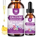 Citrat de calciu 1000 mg cu vitamina D3 pentru femei si barbati - lichid de calciu de magneziu Zinc D3 K2 Supliment pentru oase, suport dinti, Zahar gratuit, Vegan, Banana Aroma - 1 Fl Oz (2 ambalaj)