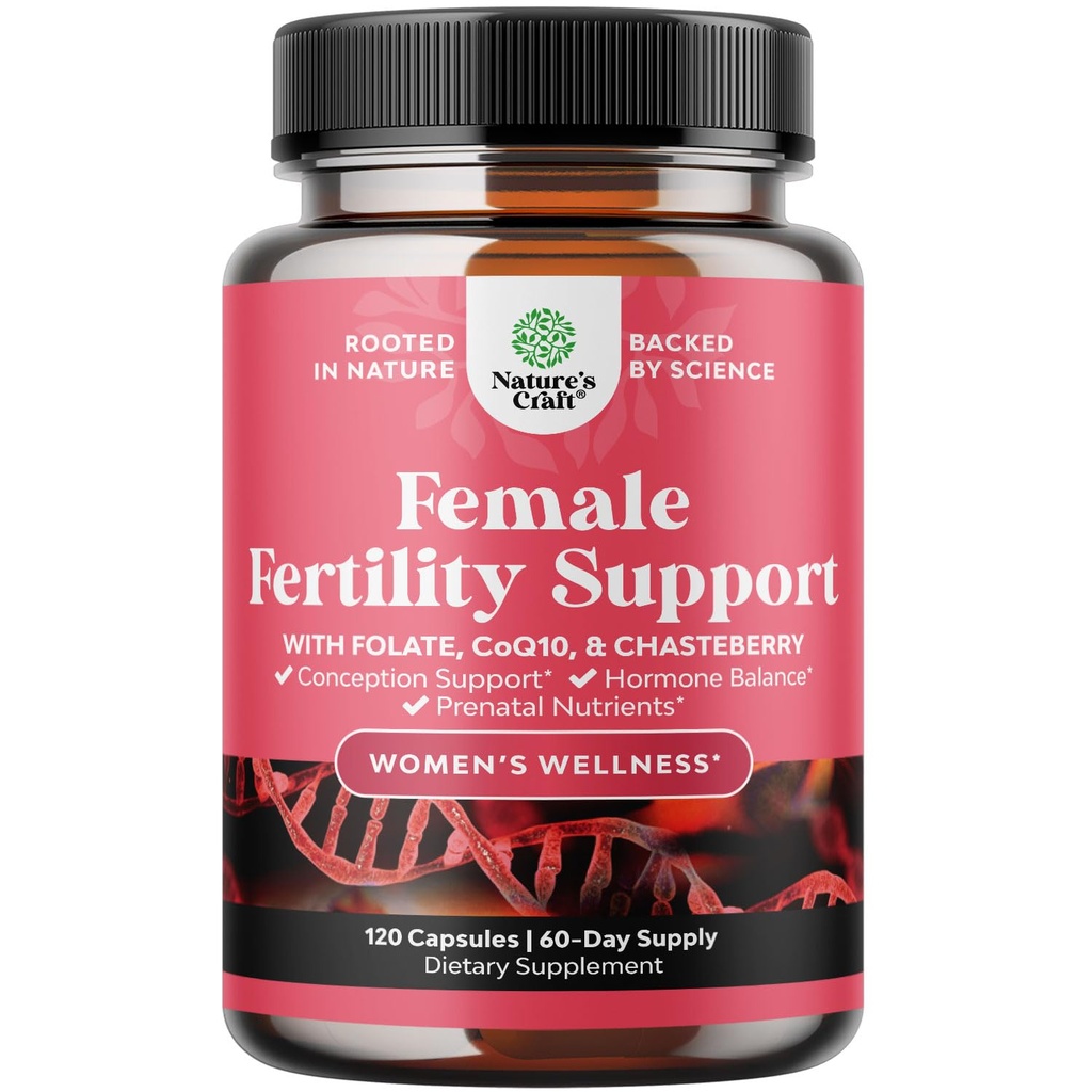 Suplimentul de fertilitate pentru femei cu multivitamine prenatale - Suport de fertilitate feminin cu colină prenatală Inozitol Folate Chasteberry și CoQ10 Fertilitate Blend pentru femei pentru a promova concepție mai rapidă