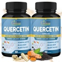 Cadane organic 2 Packs Querbetin Suplimente Capsule, 6in1 cu Turmeric, Berberine, Stinging Nettle, Black Seed, Black Pepper - Suporturi Sistemul imunitar - 4 luni de aprovizionare