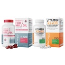 Vitamina Bronson K2 (MK7) cu supliment D3 de pește Omega-3 + ulei Krill 1000 MG