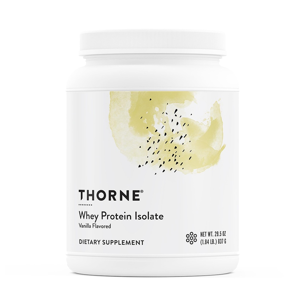 THORNE - Izolat de proteine - 21 grame de pulbere de proteine de la usor la dig - NSF Certified for Sport - Vanilla - 29,5 Ounces - 30 Servings