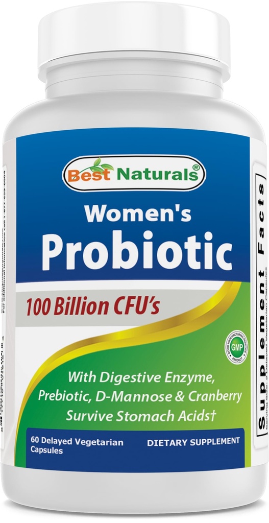 Cele mai bune naturale Probiotice pentru femei 100 miliarde CFU - 10 tulpini + prebiotice Fibră + Digestive Enzyme Blend + Femei de sănătate Herbal Blend - Immun, Digestive & Gut Health - 60 capsule Deleyaed