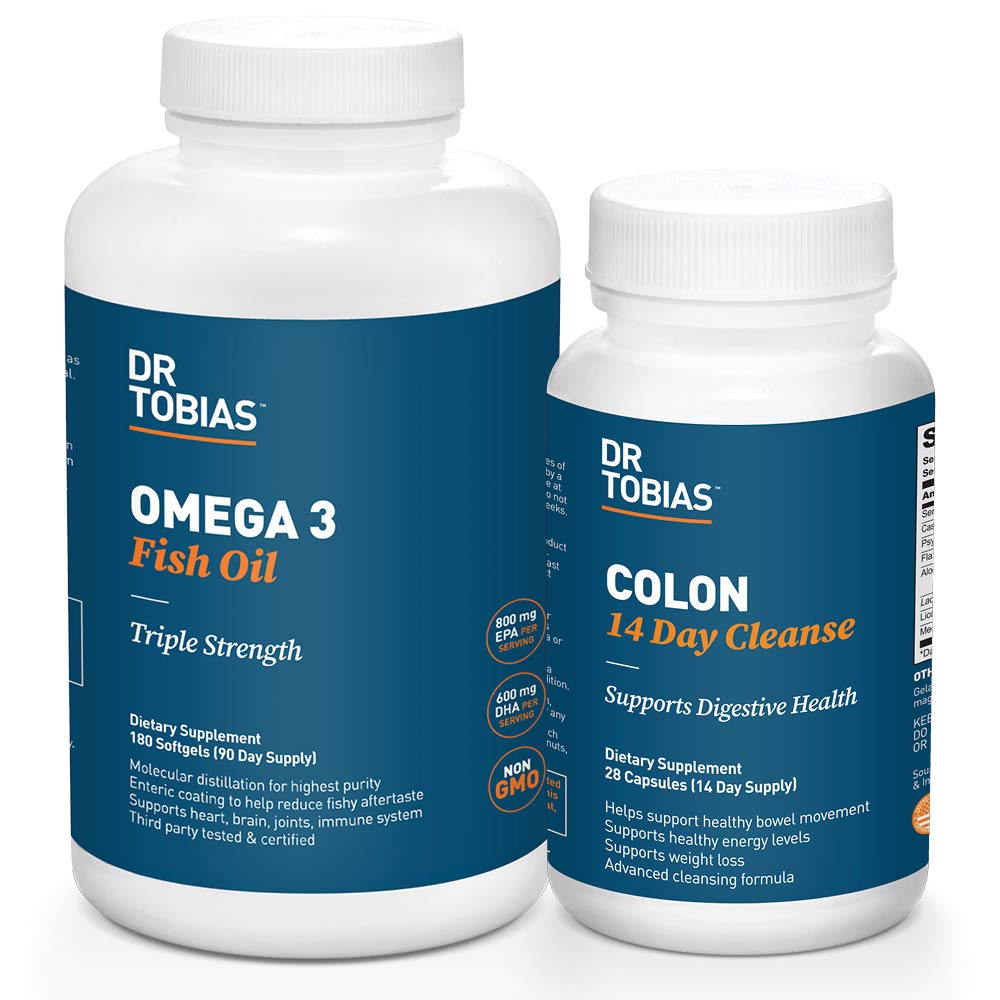Dr. Tobias Omega 3 Ulei de pește și Colon 14 Ziua Curățare pentru Digestia îmbunătățită și sănătatea generală