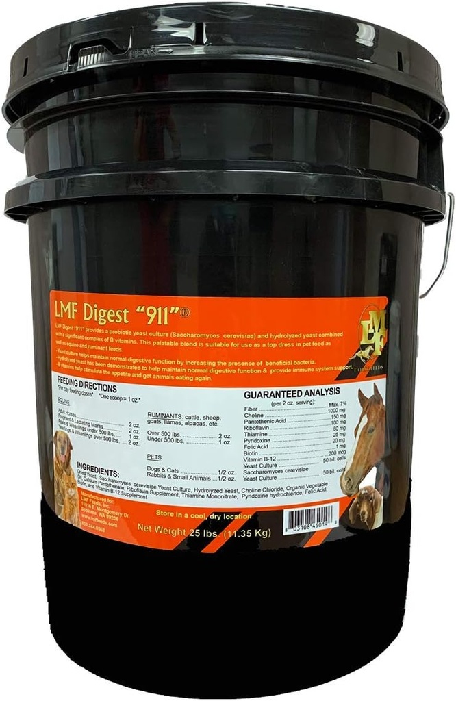 LMF Digest 911" 25 Lire prebiotic şi probiotic Supliment pentru cai, rumegătoare şi animale de companie
