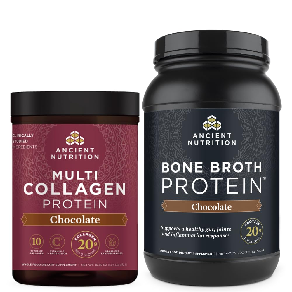 Nutritie Antica Multi Colagen Pulbere Proteina, Ciocolata, 40 Serviri + Bronth Proteine Pulbere, Ciocolata, 40 Serviri