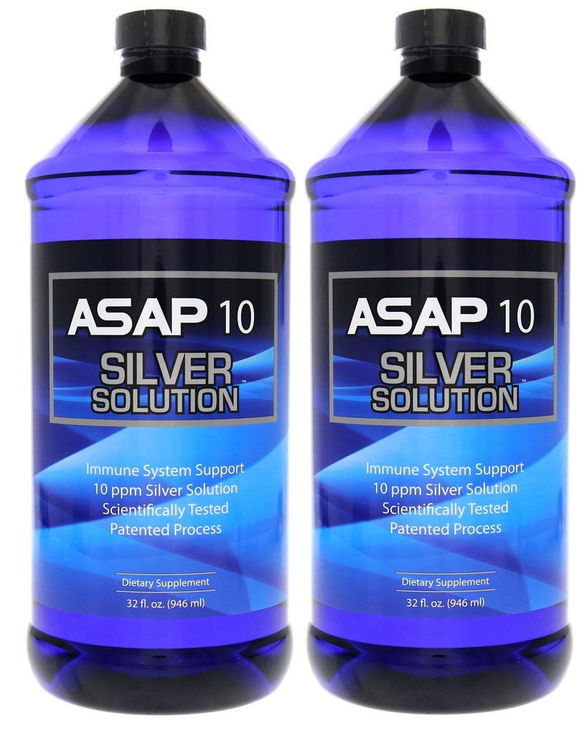 American Biotech Labs ASAP 10 PPM Silver Sol Immune System Support 2 Pachet de 32 Oz Totalling 64 Oz