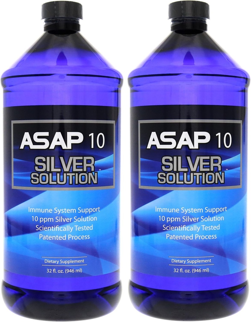 American Biotech Labs ASAP 10 PPM Silver Sol Immune System Support 2 Pachet de 32 Oz Totalling 64 Oz