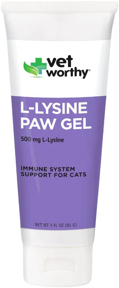 Vet Worty Lysine Paw Gel Ajutor pentru pisici - Cat Paw Gel pentru a sprijini sistemul imunitar și sănătatea generală - Cat Supliment cu Amino Acid L-Lysine-Somon Flavor Gel, 3oz