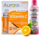 Aurora Nutrascience Mega Liposomal Vitamina C 32 Pack + Vitamina D3/K2 Sticla Bundle - Supliment pentru Suport Imun si Sanatate Cognitiva - 32 Serviri Fiecare