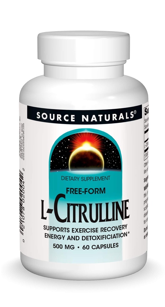 Sursa Naturals L-Citrulline - Susţine recuperarea exerciţiilor fizice, energie şi detoxifiere*, 500 mg - 60 capsule
