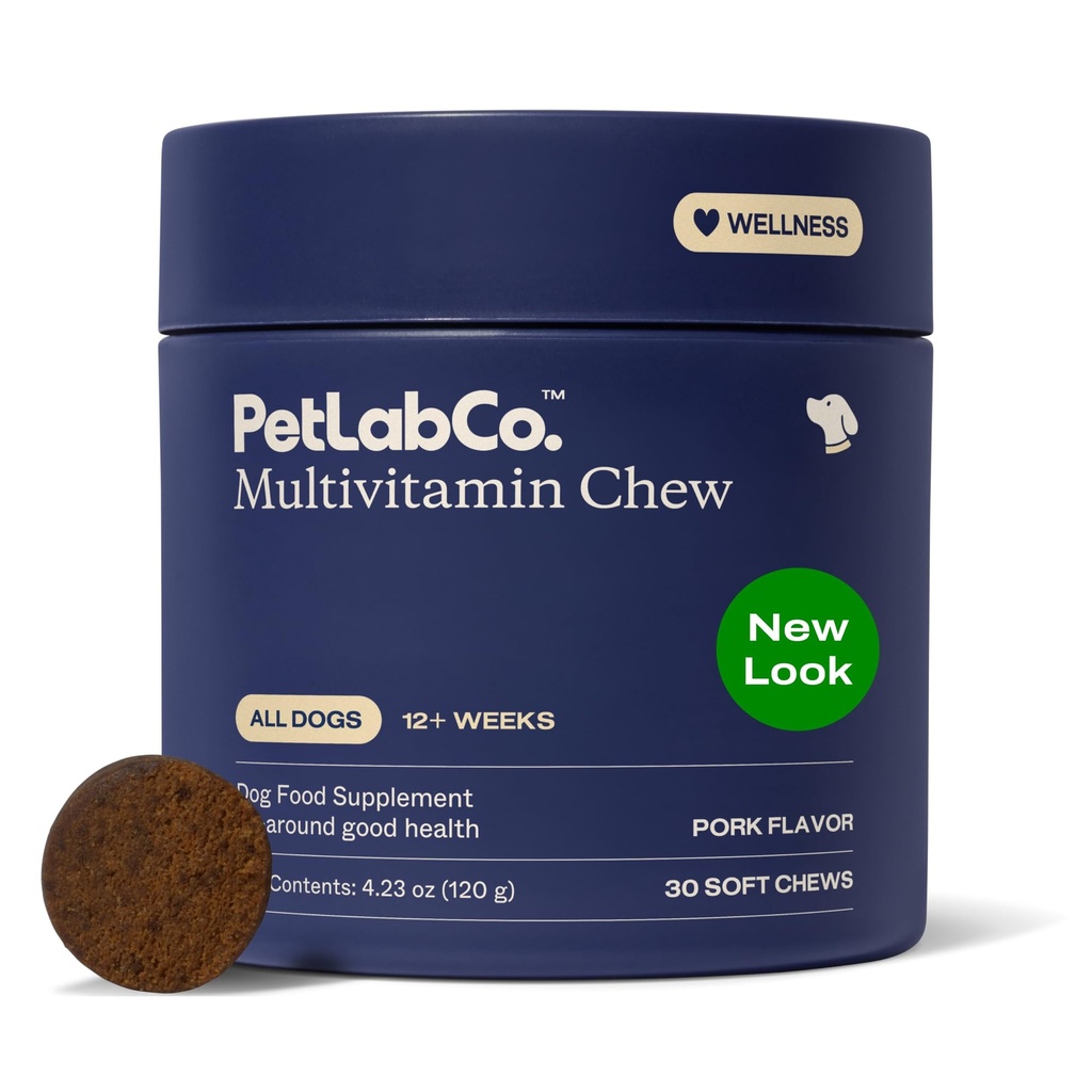 PetLab Co. 22 din 1 caine Multivitamine - Suport caine's Immune Response, Skin, Coat, Joints & Global Health - Vitamine A, E, D, B12, Minerale, Antioxidanti - Chembable Pork Flavor - Package May Vary