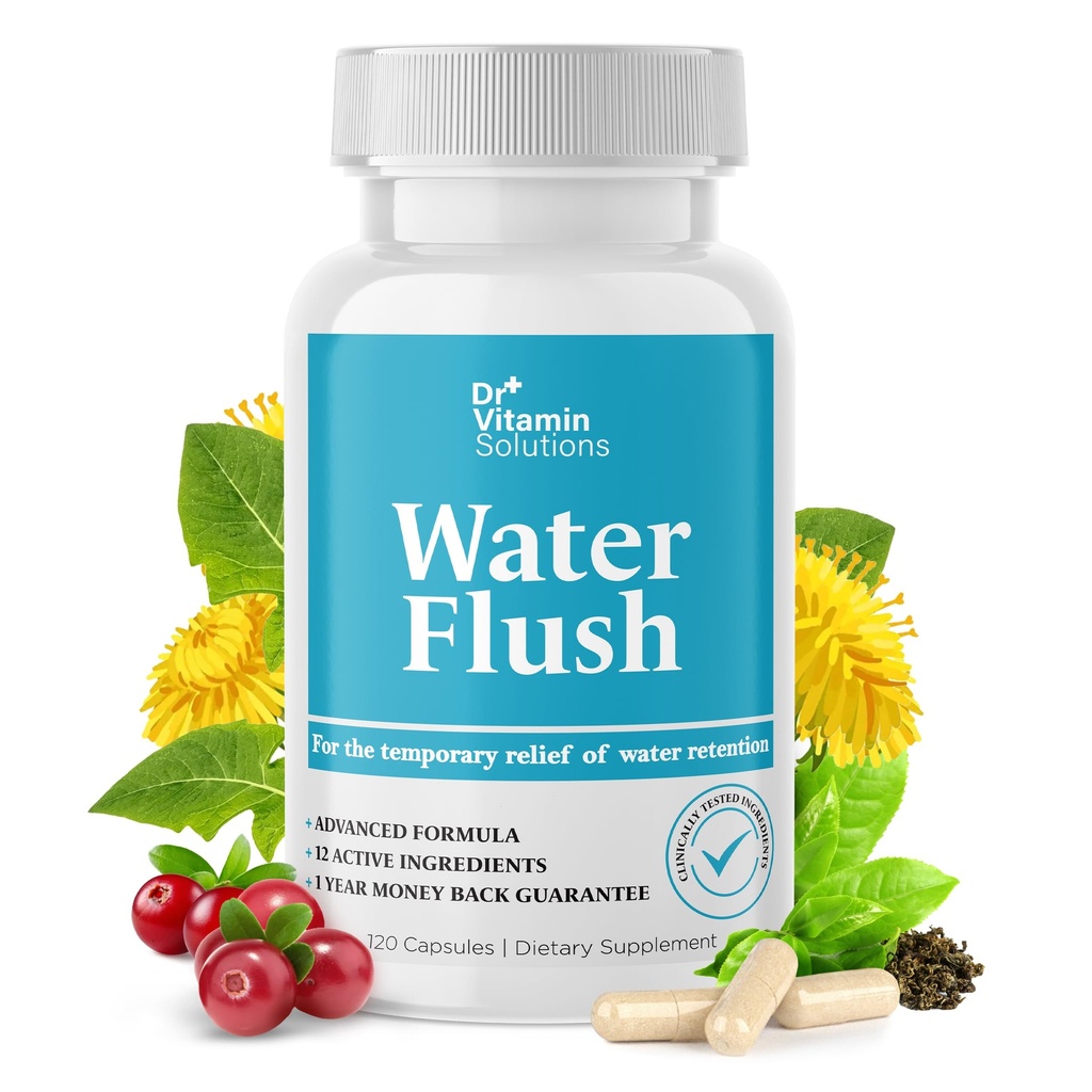 DR VITAMIN SOLUŢII Pastile de apă diuretică pentru controlul greutăţii - Relief instant de Bloat şi Umflare - Ceai verde, Cranberry, Dandelion Leaf Extract - Pastile de menţinere a apei pentru femei şi bărbaţi, 120 Caps