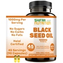 SHIFAA NUTRITION Halal Black Seed Oil 1000mg 45 Servings 