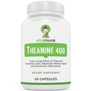 VitaMonk L Theanine 400mg Supliment - L-Teanină 400mg cu nici Fillere artificiale - Extra Putere L Theanină Supliment - Ltheanină 60 Capsule