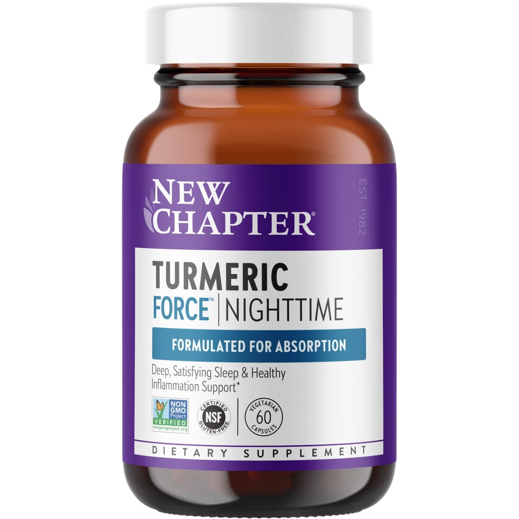 Capitol nou Supliment Turmeric + Ajutor pentru somn - Forta Turmerica Nopatea pentru Sleep Support cu Root Valerian + Ginger + NU Black Pepper Needed + Ingrediente non-GMO - 60 Capsule vegetariene