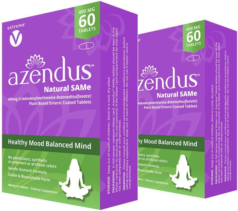 Azendus Mood 400mg 2-Boxe de S-Adendosilmetionină Butanodisulfonat (SAM-e) 120 Enteric comprimate filmate - Vegan, Gluten Free, Soy Free