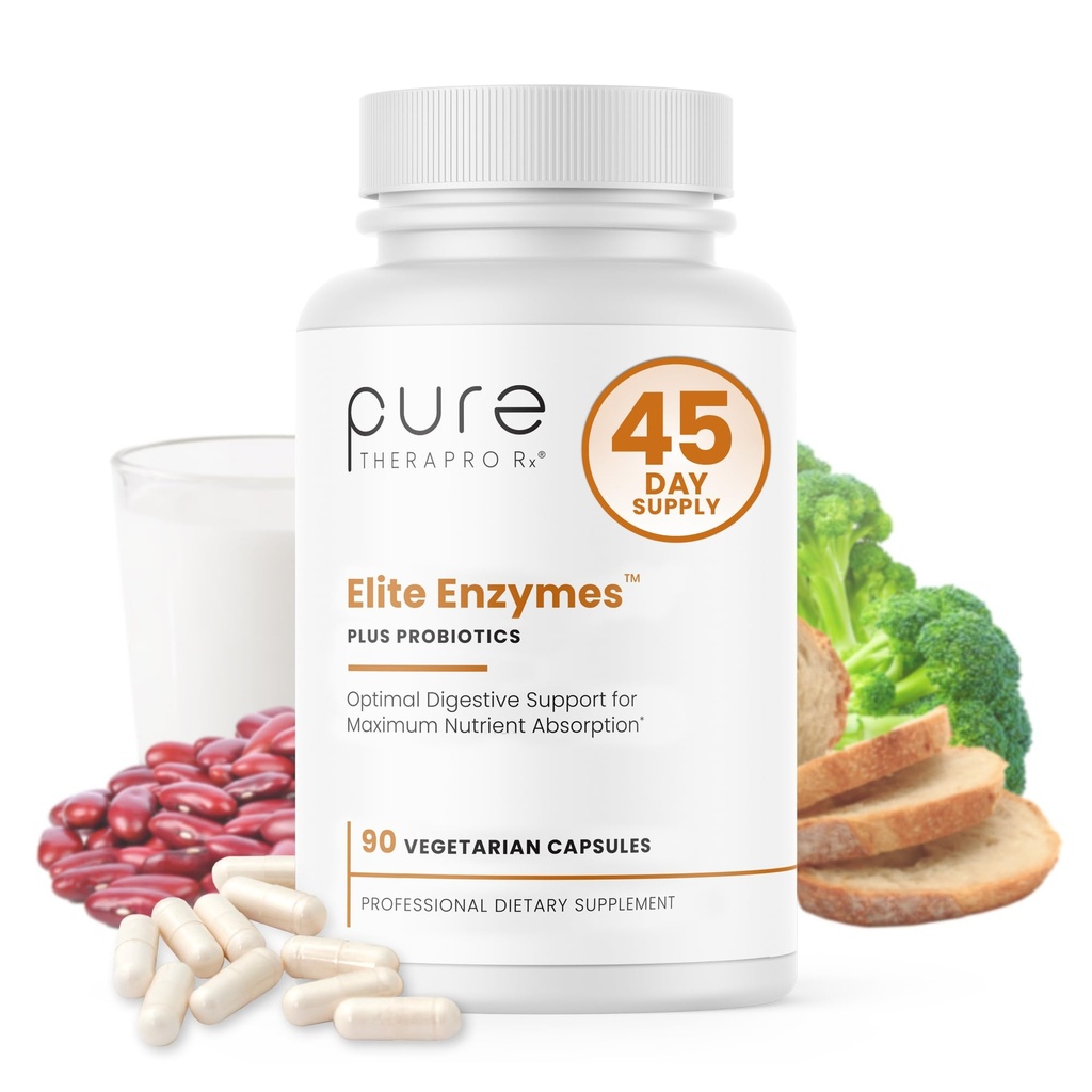 Pure Therapro Rx Elite Enzime Extra Putere Enzime Digestive Supliment pentru femei & bărbaţi, 90 Capsule Vegane