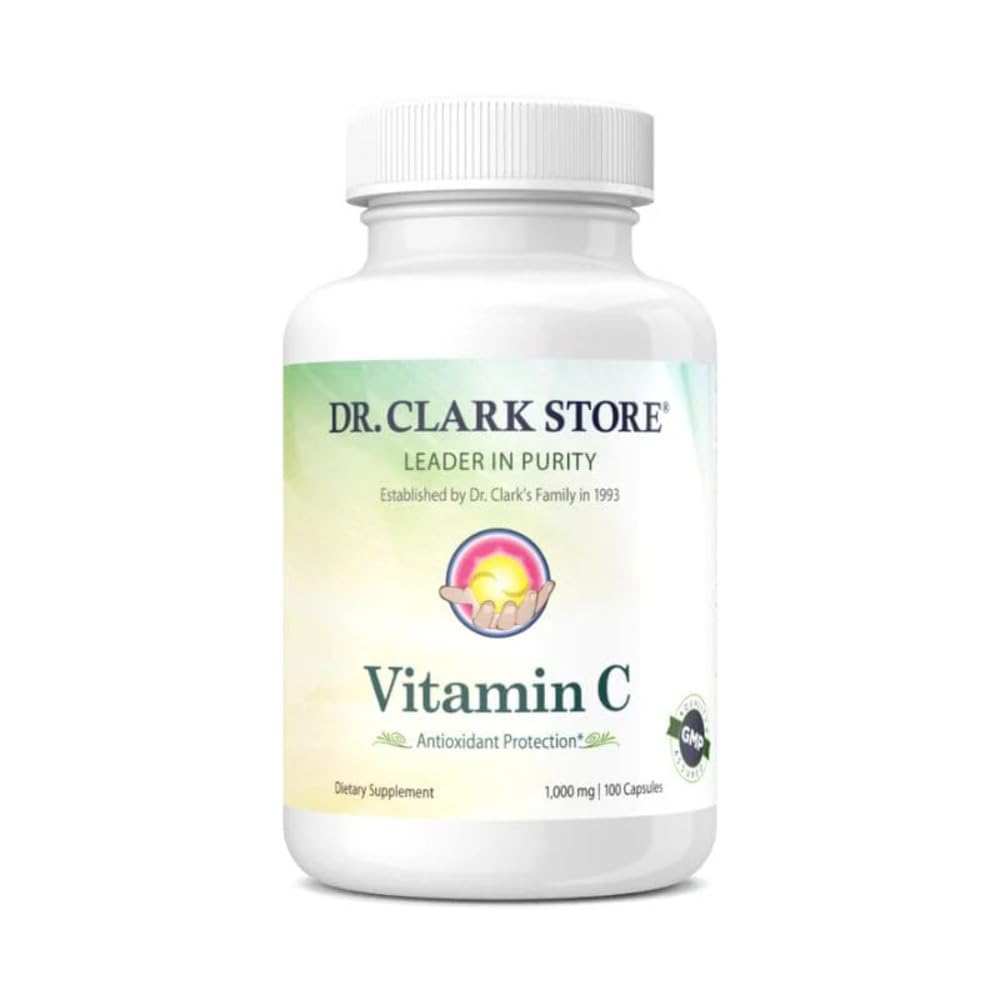 Dr Clark Vitamina C Supliment 1000mg - Gluten gratuit, Suport imunitate, Potent antioxidant, Suporturi Functia cerebrala, Promoveaza formarea si repararea tesutului, 100 capsule gelatinoase
