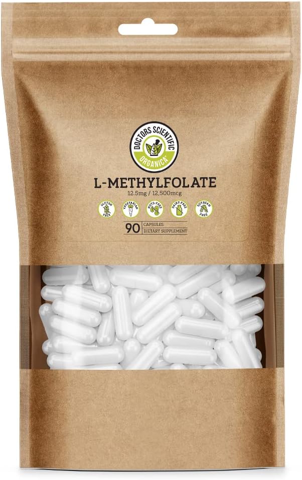 OD L Methylfolat 12,5 mg (5 MTHF Supliment) - 90 capsule Vegan (12,5 mg) - Active L metil Folate Supliment pentru Homocisteină Control - Acid folic Vitamina - Eco-Friendly Package