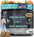 Googipet Probiotice pentru câini Digestive Health - Prebiotice și Probiotice Chews pentru câini Gut Health + Enzime digestive - Probiotice pentru câini pentru mancarime piele mâncărime urechi w / Papaya, Pumpkin, & Fibră