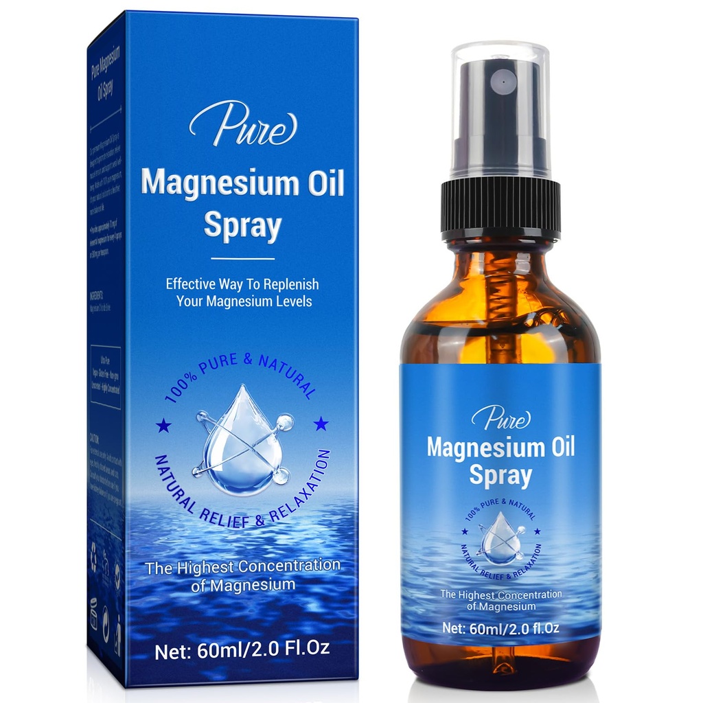 Ulei de magneziu Spray-100% Magneziu natural organic Spray-Nourish Skin-Easy pentru a absorbi și Use-Glass flacon 2 fl oz