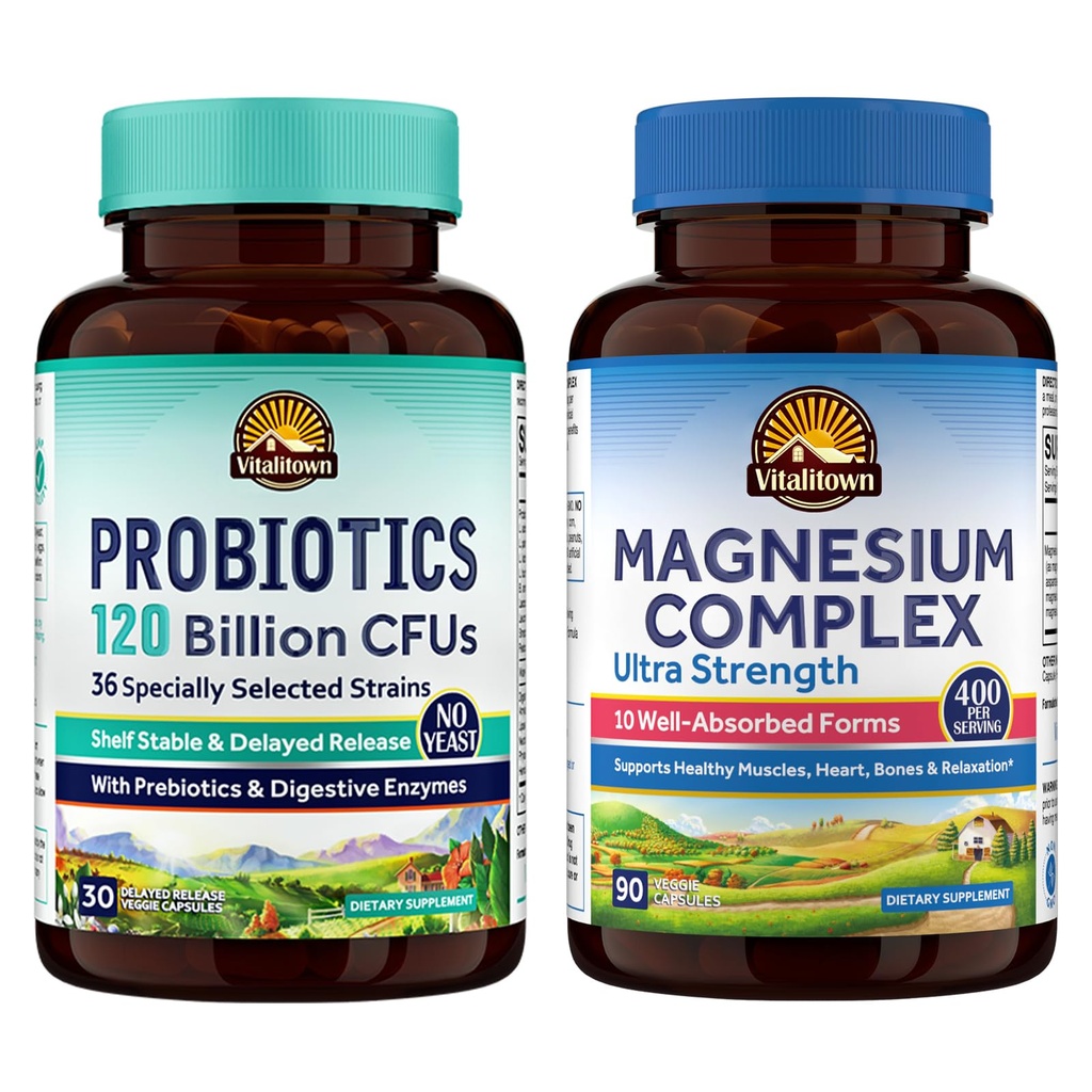 Vitalitown Probiotic + Magneziu Bundle (Pachet de 2) 