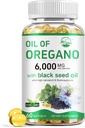 Ulei de Oregano viu al naturii cu ulei de semințe negru, 2 în 1 Oregano Supliment pentru sănătate imună, Retineri Carvacrol mare concentrat & Thymochinonă, Non-GMO, 60 Softgels, 1 ambalaj
