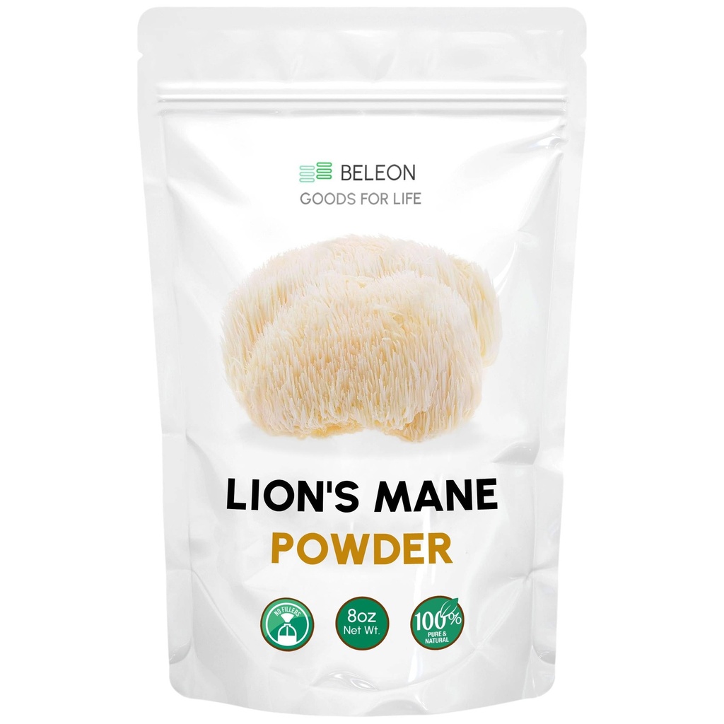 Lions Mane Powder 8 oz - Pure Lion's Mane Mushroom Supplement with Antioxidanti, Vegan Powder