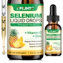 Seleniu Picături lichide, 200mcg Seleniu lichid Supliment cu vitamina C & Zinc, Suport pentru sistemul imunitar, Antioxidant & Heart Health, Absorbție ridicată, Ananas Aroma, 2 Fl Oz