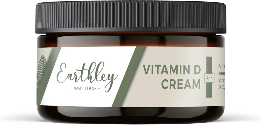 Earthley Wellness Vitamina D Cream, Natural Topical Vitamina D cu vitaminele A, D, & K2, Heart Health, Skin Health, și Sarcina, Cod Ficat Baza de ulei (4 oz, Vitamina Dream)