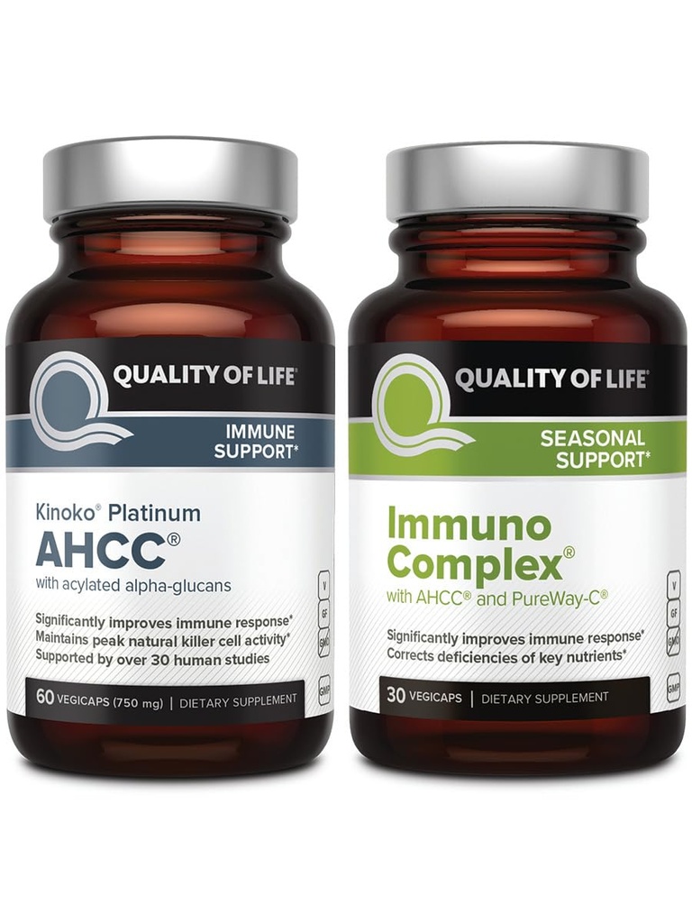 Calitatea vieții AHCC Kinoko Platinum Extract de ciuperci și Complexul de Imunomuno cu vitamina C - Ultimate Immune Support Bundle