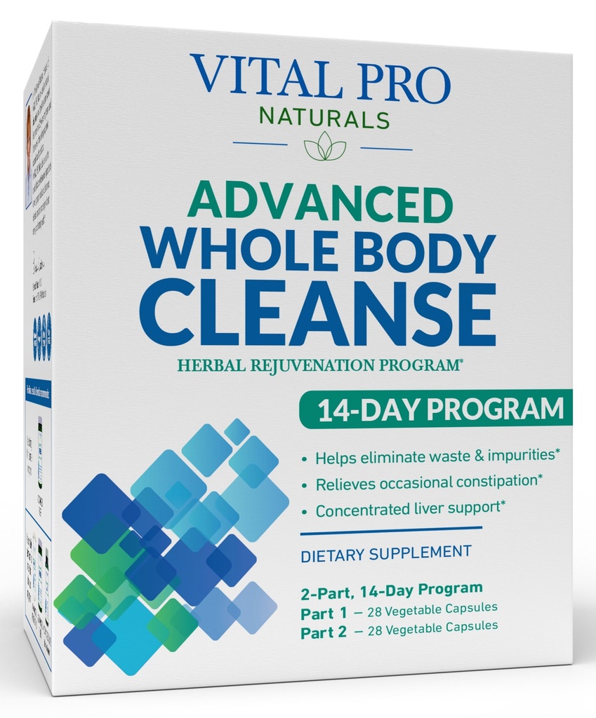 Vital Pro Naturals - Avansat întreg corpul curata cu lapte Thistle, Magneziu, Capul Aloe, şi plante aromatice pentru constipaţie ocazională şi eliminare sănătoasă, 2-Partea 14 zi Kit, 56 capsule