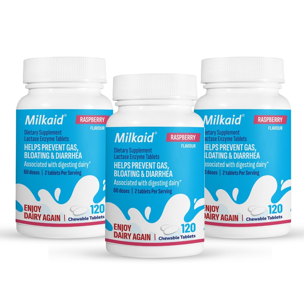Milkaid Lactase Enzime Tablete masticabile pentru Intoleranță Lactoză Degajare 