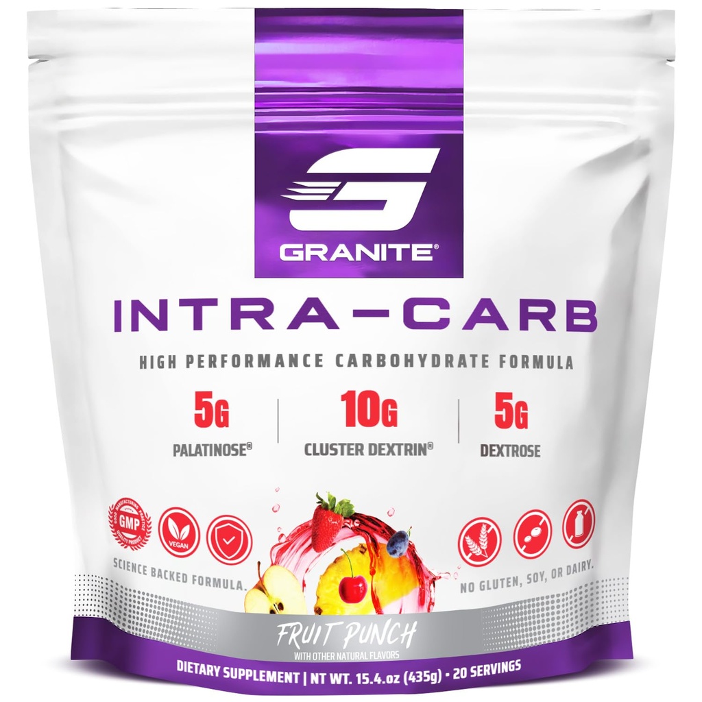 Granit Intra Carb Pulbere, fructe Punch Aroma, de înaltă performanță Carbohidrat Amestec cu Cluster Dextrin, Palatinoză, & Dextroză, Suporturi Energie și formare (20 Serviri)