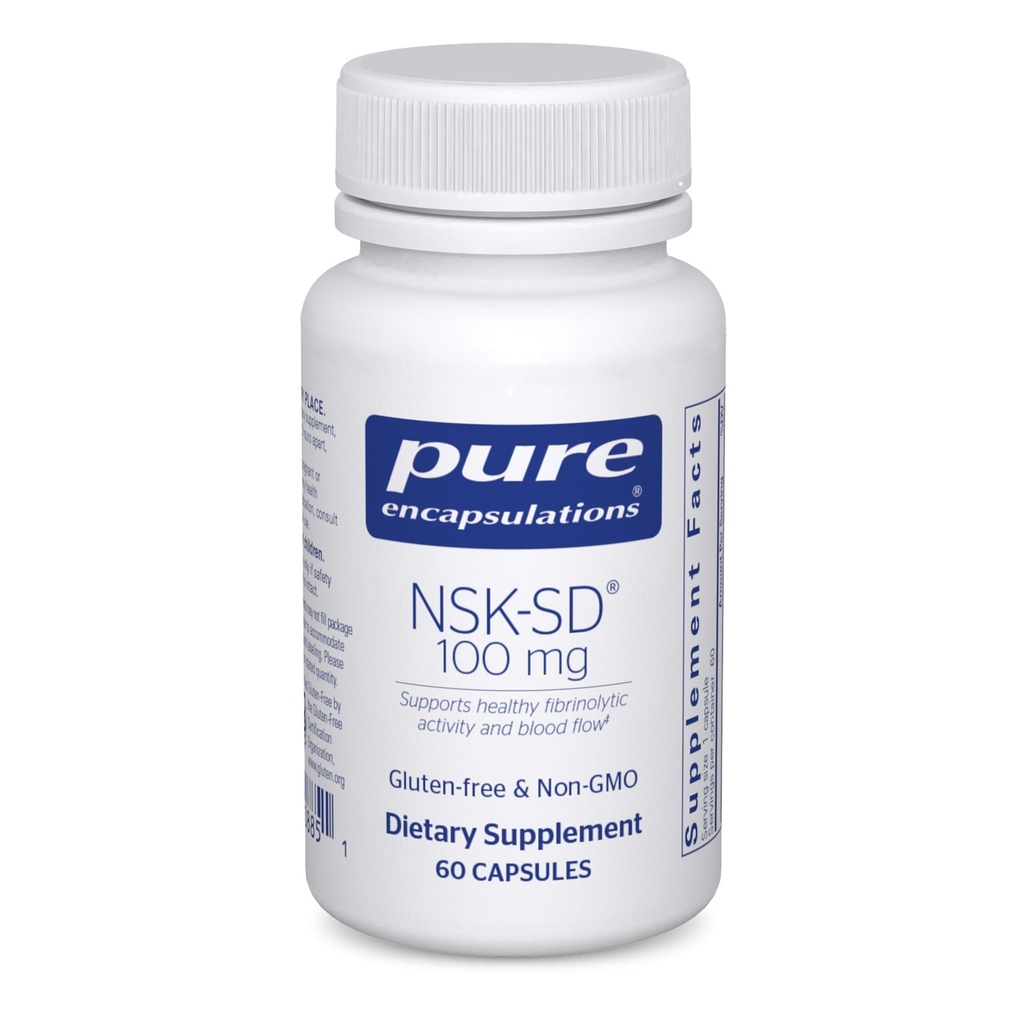 Încapsularea pură NSK-SD - 100 mg Nattokinază - pentru circulaţia normală a sângelui - susţine activitatea fibrinolitică * - Gluten Free & non- GMO - 60 capsule