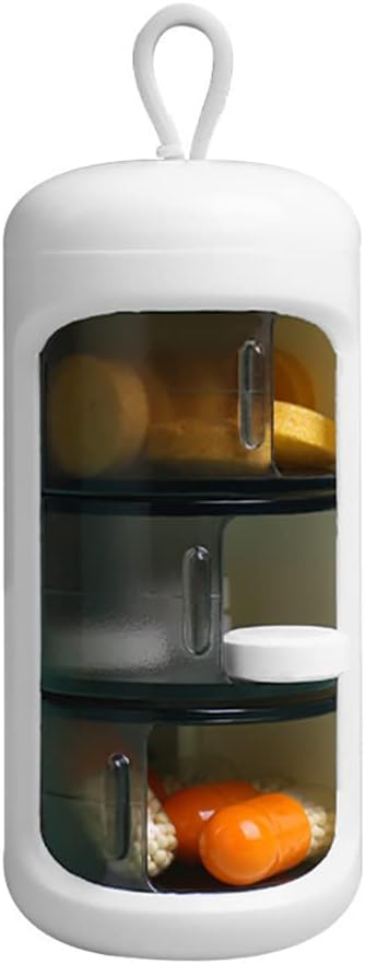 Container Pilula, Pastile mici Portable de călătorie caz, Mini Dimensiune Pilula Organizator, Cutie de pastile pentru vitamina, ulei de pește, Suplimente, 3 Compartiment Sliding Daily Pilula Case (White)...