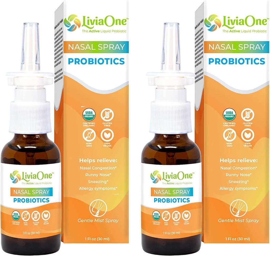 LiviaOne Nasal Spray, All-Natural Plant Probiotic Sinus Spray 1 Fl Oz (Pachet de 2)