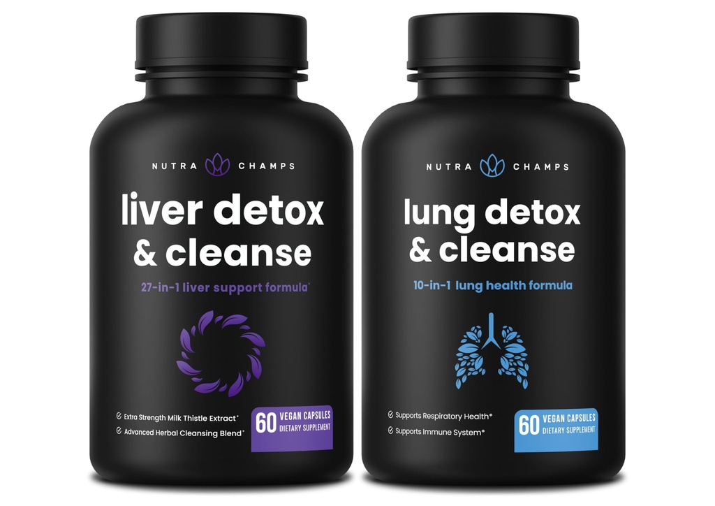 NutraChamps capsule de curăţare hepatică şi capsule de curăţare a plămânilor 2 cutie