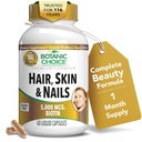 Alegerea botanică a pielii de păr şi unghii Vitamine - Biotin Supliment cu colagen, vitamina C, & Fier - Super Antioxidant Amestec cu ulei de argan şi acid hialuronic - 60 capsule lichide