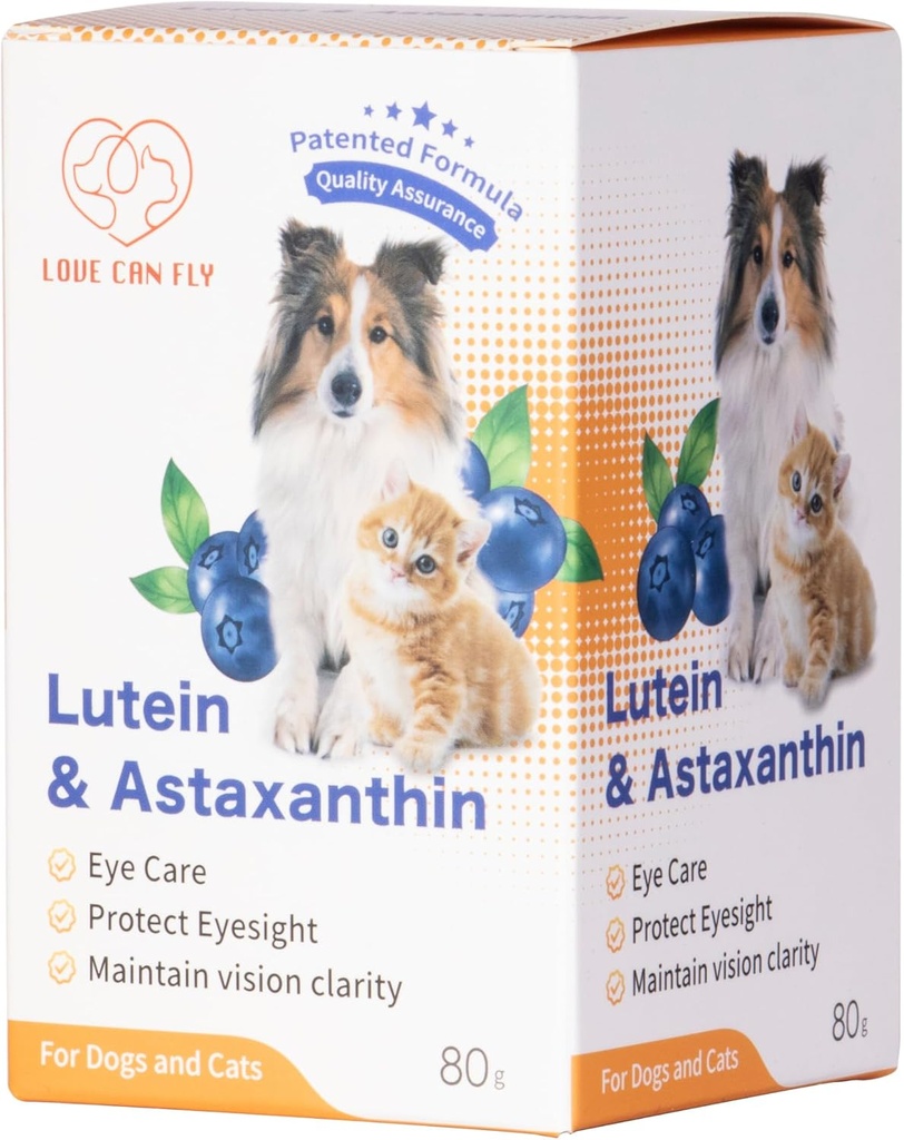 Lutein pentru câini și Cat Eye Supliment Astexanthin Toate Ingredient Natural Uman de suport Tear Stain Immune,Lutein Soursed din SUA, Îmbunătățiți Vision Health Antioxidanti- 2.8 Oz