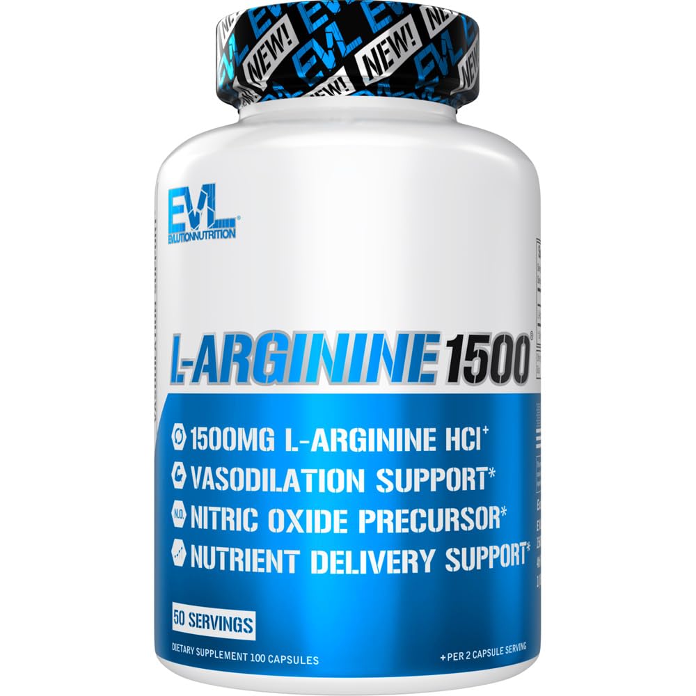 Evlution Nutrition Oxid azotic Booster L-Arginina Supliment - potenta mare Oxid nitric de oxid de azot cu 1500mg de L Arginina HCL pentru pompe de energie crestere musculara si vascularitate nu Booster