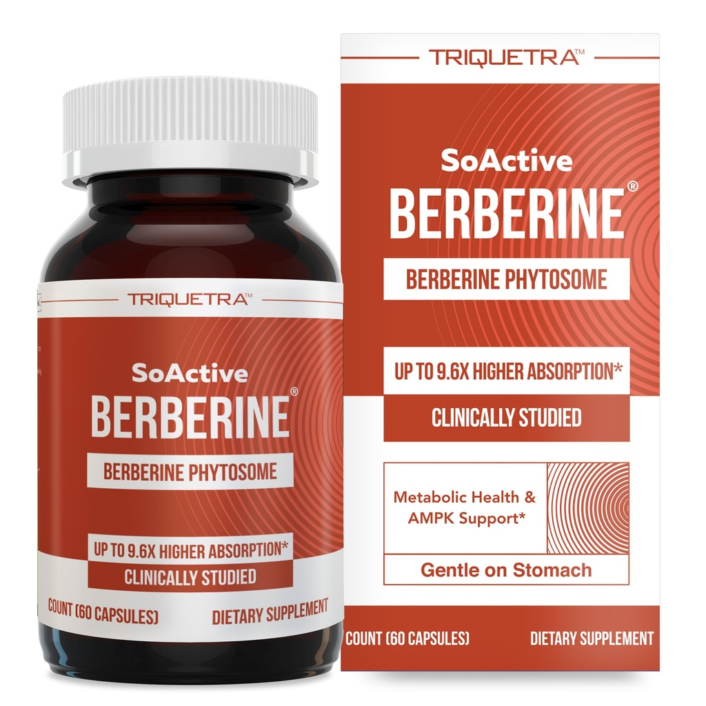 SoActive Berberine 550mg: 9.6X Absorbţie superioară, Studiat clinic, Optimizat Fitozom 