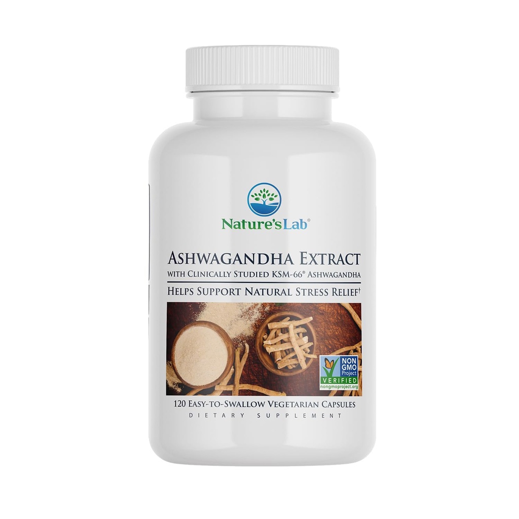 Extractul de Ashwagandha KSM 66 - 5% Witanolide, pudra de rădăcină pură organică Ashwagandha - susține sprijinul pentru stres, concentrare și rezistență* - 120 Ct (60 zile de aprovizionare)